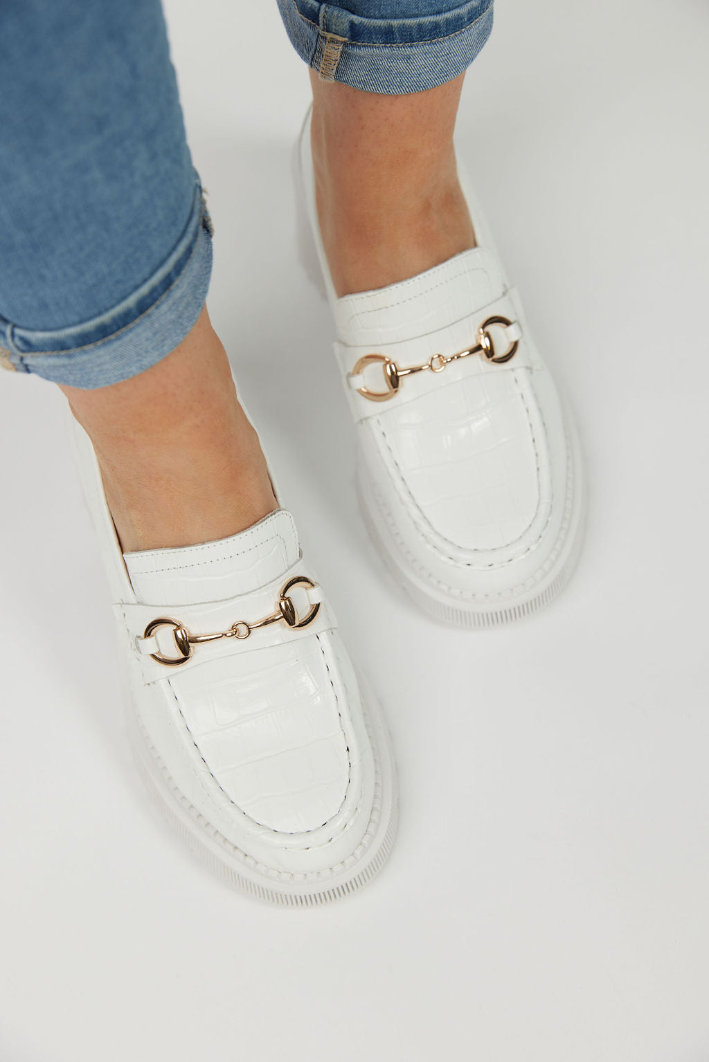 ZOEY LOAFER WHITE CROC LEATHER