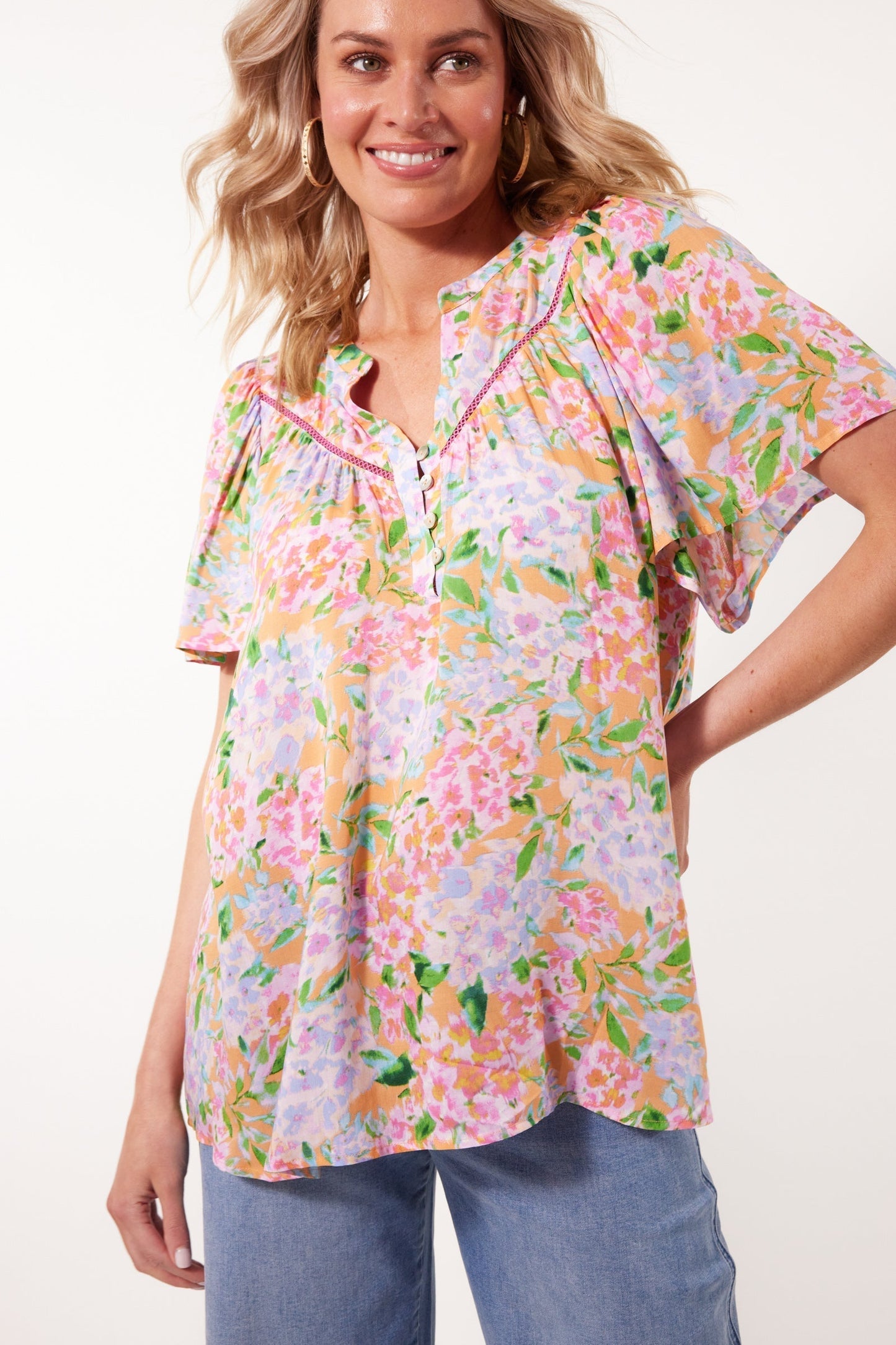 BOTANICAL BLOUSE - SUNSET HYDRANGEA