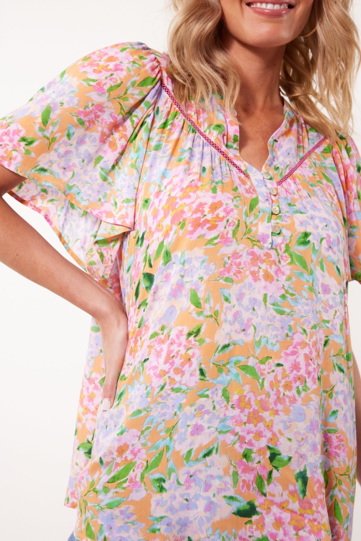 BOTANICAL BLOUSE - SUNSET HYDRANGEA