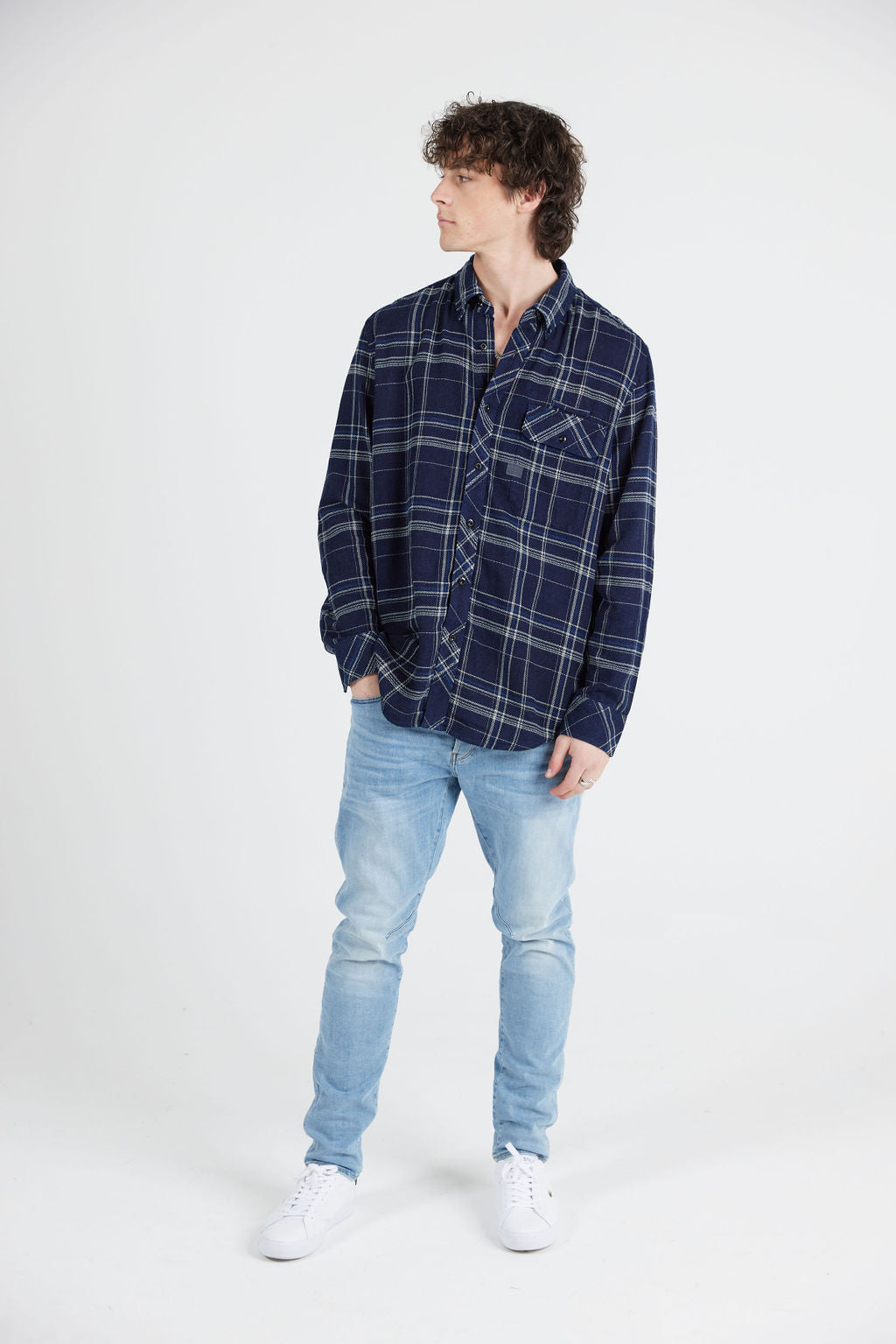 BRISTUM SLIM SHIRT - RINSED YOKO CHECK